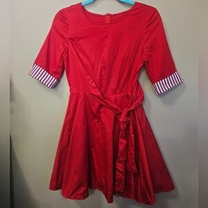 Etam Women's XS Red Fit And Flare 100% Cotton Dress